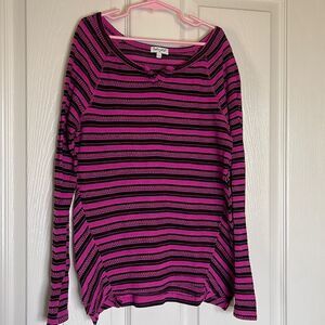 🌟B1G1 free Splendid long sleeve pink and black knit top size 14